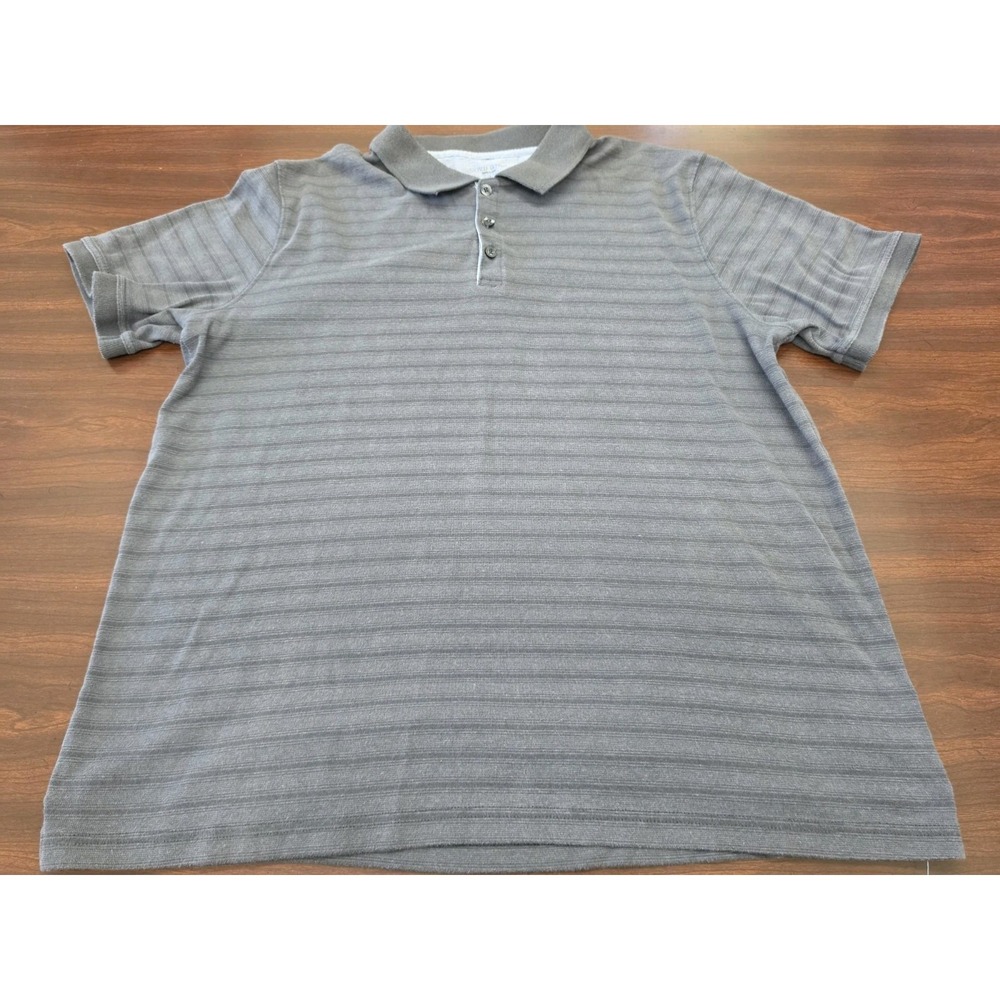 Covington Men's Gray Striped Polo Short Sleeve Large Cotton Blend Casual